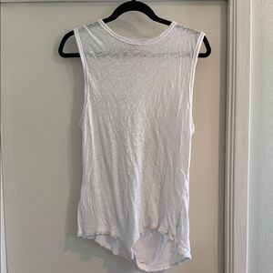 Free People White Sleeveless Slub Tank Top with Raw Hem
